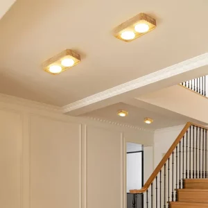 Plafonnier LED bois naturel design scandinave nordique moderne chambre salon éclairage chaleureux économique élégant