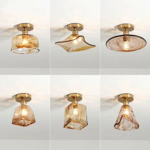 Plafonnier en verre et laiton moderne design minimaliste éclairage chaleureux pour salon chambre cuisine salle à manger Plafonnier en verre et laiton moderne design minimaliste éclairage chaleureux pour salon chambre cuisine salle à manger