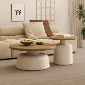 Table basse ronde en bois design nordique minimaliste moderne pour salon et balcon petits espaces élégance naturelle fonctionnalité Table basse ronde en bois design nordique minimaliste moderne pour salon et balcon petits espaces élégance naturelle fonctionnalité