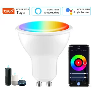 Ampoule LED intelligente GU10 Tuya Wi Fi projecteur intelligent compatible Alexa et Google Home maison intelligente contrôle par application éclairage adaptable économie d’énergie design moderne Ampoule LED intelligente GU10 Tuya Wi Fi projecteur intelligent compatible Alexa et Google Home maison intelligente contrôle par application éclairage adaptable économie d’énergie design moderne