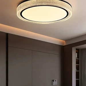 Plafonnier LED cristal verre taillé design moderne élégant lumière scintillante salon chambre cuisine balcon luminaire intérieur élégance naturelle économique