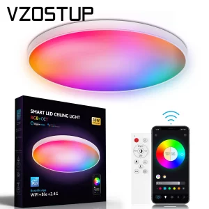 Plafonnier LED intelligent RGBWW Wi-Fi application Magic Home commandes vocales chambre salon panneau lumineux compatible Alexa Google Home