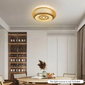 Plafonnier en bambou design scandinave nordique style bohème éclairage doux chaleureux salon salle à manger cuisine chambre suspension naturelle élégante