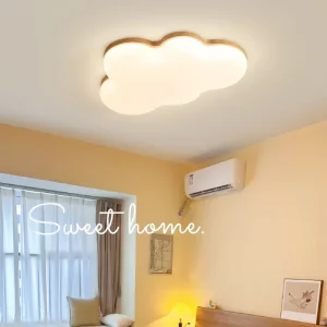 Plafonnier nuage bois naturel design nordique moderne lumière douce chambre enfant salon éclairage décoratif économique élégant