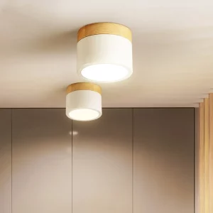 Plafonnier LED bois naturel design scandinave nordique moderne chambre salon éclairage chaleureux économique élégant