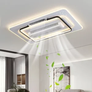 Plafonnier LED moderne design épuré ventilateur sans lame lumière télécommande salon chambre éclairage通风 Plafonnier LED moderne design épuré ventilateur sans lame lumière télécommande salon chambre éclairage通风