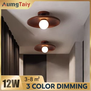 Plafonnier LED bois naturel design moderne rétro couloir chambre salon éclairage chaleureux économique élégant Plafonnier LED bois naturel design moderne rétro couloir chambre salon éclairage chaleureux économique élégant