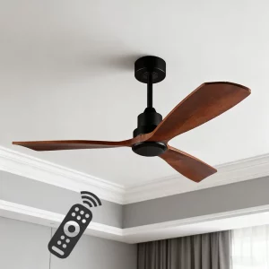 Plafonnier bois naturel 52″ design scandinave moderne ventilation éclairage télécommande salle à manger salon chambre Plafonnier bois naturel 52″ design scandinave moderne ventilation éclairage télécommande salle à manger salon chambre