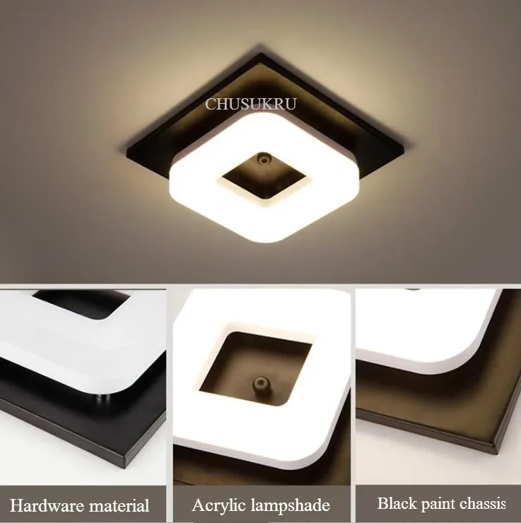 Plafonnier LED métal acrylique design moderne épuré pour couloir véranda bureau lumière uniforme certification CCC CQC ROHS