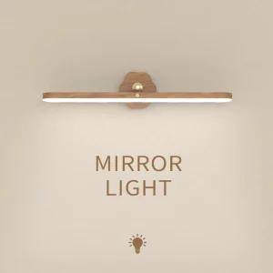 Plafonnier LED bois naturel design moderne minimaliste éclairage chambre salle-de-bains miroir fonctionnel élégant économique lumière chaleureuse