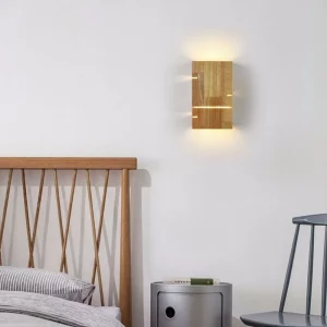 Applique murale bois naturel design moderne minimaliste LED éclairage chaleureux chambre salon foyer villa décoration intérieure économique élégant