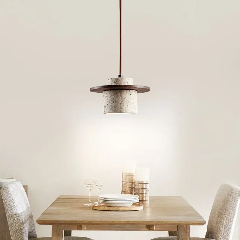 Suspension bois et béton design scandinave lumière LED chaude intérieure salon chambre éclairage moderne économique élégant