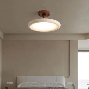Plafonnier LED en bois naturel design scandinave moderne éclairage chaleureux salon chambre restaurant hôtel économique élégant