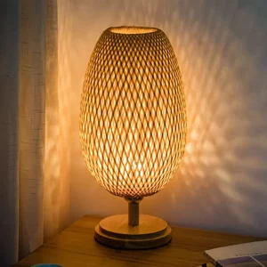 Lampe de Table en Bambou et Bois Design Nordique Éclairage Chaleureux Décoration Moderne Salon Chambre Bureau Économique Élégant