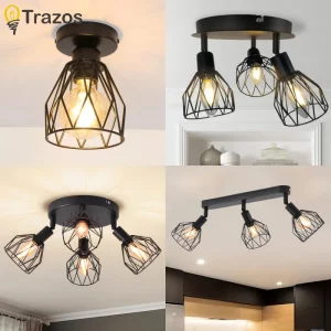 Plafonnier industriel moderne métal noir design géométrique salon cuisine salle à manger éclairage élégant lumière chaleureuse économique Plafonnier industriel moderne métal noir design géométrique salon cuisine salle à manger éclairage élégant lumière chaleureuse économique