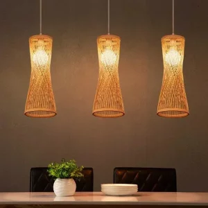 Suspension en bambou et bois style chinois classique  design nordique moderne  éclairage chaleureux pour salon cuisine chambre