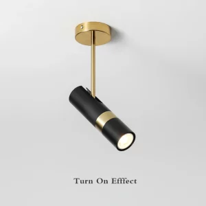 Plafonnier LED métal doré et noir design moderne minimaliste pour salon bureau corridor éclairage intérieur réglable 90° élégant économique