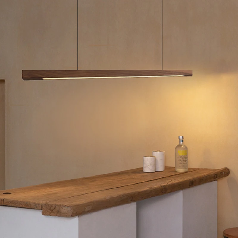 Suspension en bois naturel LED design scandinave nordique éclairage moderne chaleureux salle à manger cuisine bureau décoration intérieure