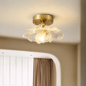 Plafonnier français rétro en pétale de verre LED moderne lumière pour couloir chambre salon or décoration élégante naturelle