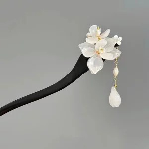 Bâtons de cheveux en bois fourchettes motifs de fleurs blanches pendentif élégant accessoire pour mariage femmes coiffure chignon mariage mariage soirée Bâtons de cheveux en bois fourchettes motifs de fleurs blanches pendentif élégant accessoire pour mariage femmes coiffure chignon mariage mariage soirée