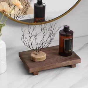Plateau en bois décoratif rétro  décoration maison  support rangement  minimaliste  porte-savon mains  socle cuisine