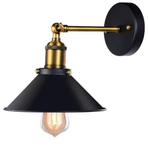 Applique murale industrielle vintage  design rétro  éclairage chaleureux  style métal noir et doré  chambre  couloir  loft  lumière élégante et moderne
