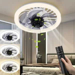 Plafonnier moderne ventilateur lumière intégrée design fonctionnel chambre salon bureau éclairage intelligent télécommande économie d’énergie élégance contemporaine