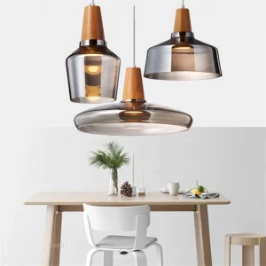 Suspension bois verre Led design scandinave moderne luminaire éclairage chaleureux chambre salon bureau économies d’énergie Suspension bois verre Led design scandinave moderne luminaire éclairage chaleureux chambre salon bureau économies d’énergie