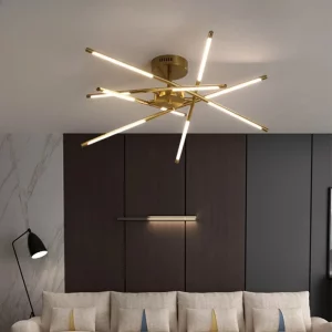 Plafonnier LED moderne design étoilé aluminium doré lumière chaude salle à manger salon éclairage intérieur économique élégant Plafonnier LED moderne design étoilé aluminium doré lumière chaude salle à manger salon éclairage intérieur économique élégant