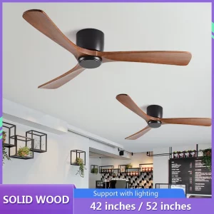 Plafonnier ventilateur bois massif style nordique moderne chambre salle à manger éclairage chaleureux ventilateur silencieux télécommande design scandinave