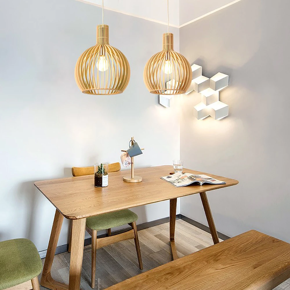 Plafonnier LED bois naturel design nordique moderne éclairage chaleureux économique élégant