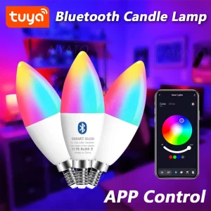 Ampoule connectée Tuya E14 Bluetooth RGB intelligente contrôle via application éclairage personnalisable LED salle maison chambre salon décoration lumière variable Ampoule connectée Tuya E14 Bluetooth RGB intelligente contrôle via application éclairage personnalisable LED salle maison chambre salon décoration lumière variable
