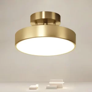 Plafonnier LED doré design moderne minimaliste pour salon chambre salle à manger éclairage uniforme élégance intemporelle économie d’énergie