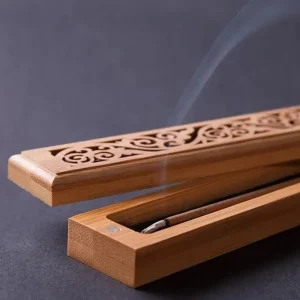 Brûleur d’encens en bambou naturel avec boîte de stockage design éco-friendly et rustique pour salon chambre ou temple Brûleur d’encens en bambou naturel avec boîte de stockage design éco-friendly et rustique pour salon chambre ou temple