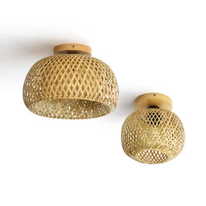 Plafonnier en bambou tressé design scandinave luminaire bois naturel éclairage chambre salon lumière chaleureuse déco moderne Plafonnier en bambou tressé design scandinave luminaire bois naturel éclairage chambre salon lumière chaleureuse déco moderne