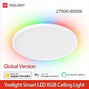 Plafonnier LED intelligent RGB Yeelight  Wi-Fi  2700K-6500K  commande vocale  compatible Home Kit  Google Assistant  Alexa  design moderne minimaliste  salon  chambre  cuisine  bureau  éclairage intelligent économique élégant