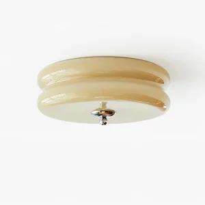 Plafonnier verre teinté beige métal chromé design moderne rétro salon chambre salle à manger éclairage élégant Plafonnier verre teinté beige métal chromé design moderne rétro salon chambre salle à manger éclairage élégant