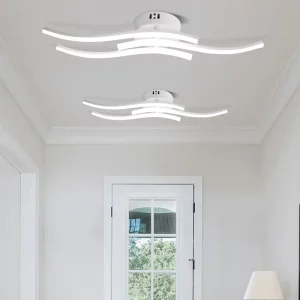 Plafonnier LED métal laqué design moderne minimaliste éclairage ambiant homogène salon salle à manger bureau élégant contemporain économie d’énergie