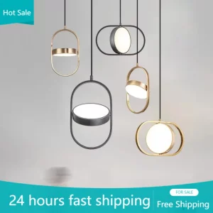 Plafonnier LED design moderne suspensions métal doré et noir éclairage intérieur salle à manger salon chambre moderne élégance lumière diffuse économies d’énergie