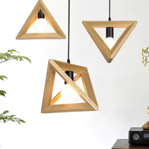 Suspension bois naturel design nordique LED éclairage chaleureux salon chambre cuisine moderne économique élégant Suspension bois naturel design nordique LED éclairage chaleureux salon chambre cuisine moderne économique élégant