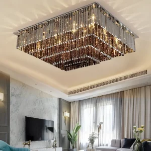 Plafonnier moderne en cristal lumière chaleureuse design élégant salon chambre décoration intérieure luxe scandinave éclairage