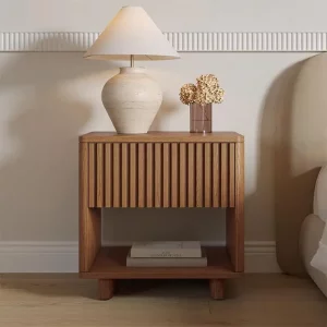 Table de chevet moderne minimaliste en bois design scandinave style nordique rangement luxueux chambre à coucher élégante Table de chevet moderne minimaliste en bois design scandinave style nordique rangement luxueux chambre à coucher élégante