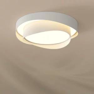 Plafonnier LED moderne design spiralé éclairage chaleureux chambre salon salle à manger épuré acrylique métal blanc beige