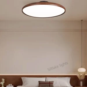 Plafonnier LED bois naturel design moderne minimaliste éclairage chaleureux chambre salon bureau lumière douce économie d’énergie