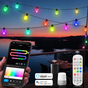 Guirlande lumineuse LED multicolore 15M 25 ampoules fée lumière Noël extérieur jardin décor feston guirlande connectée Alexa Google Home télécommande inclus Guirlande lumineuse LED multicolore 15M 25 ampoules fée lumière Noël extérieur jardin décor feston guirlande connectée Alexa Google Home télécommande inclus