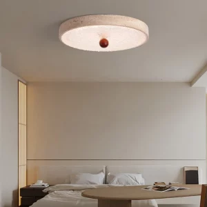 Plafonnier LED bois naturel design moderne minimaliste béton salon chambre éclairage chaleureux économie énergie élégance