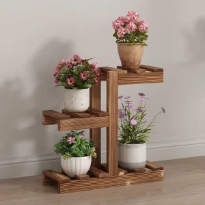Support de plantes en bois massif minimaliste  design moderne  salon  véranda  bureau  décoration intérieure  style nordique  rustique  personnalisable  étagère compacte  multifonctionnelle  idée cadeau