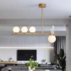 Suspension LED design moderne verre opalin doré éclairage chaleureux salon moderne chambre bureau décoration artistique lumière douce élégance intérieure