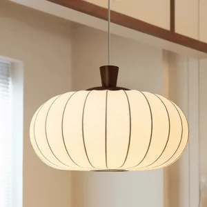 Suspension en bois et tissu design scandinave moderne  éclairage chaleureux pour salon  chambre  salle à manger  style nordique  économie d’énergie  élégance naturelle