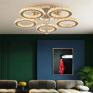 Plafonnier LED en cristal moderne design épuré chrome salle à manger chambre éclairage chaleureux économique élégant certification UL CCC Plafonnier LED en cristal moderne design épuré chrome salle à manger chambre éclairage chaleureux économique élégant certification UL CCC